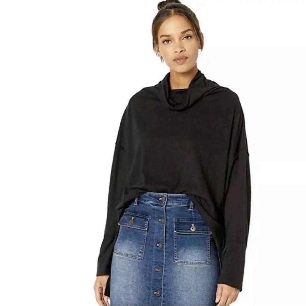 We the free - women’s black tunic oversized long sleeves cotton blend size XS